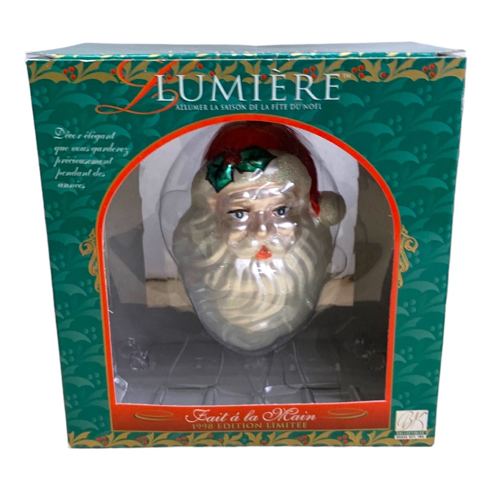 VTG 1998 Hand-Blown Glass Ornament Santa Lumiere Limited Edition Christmas Décor